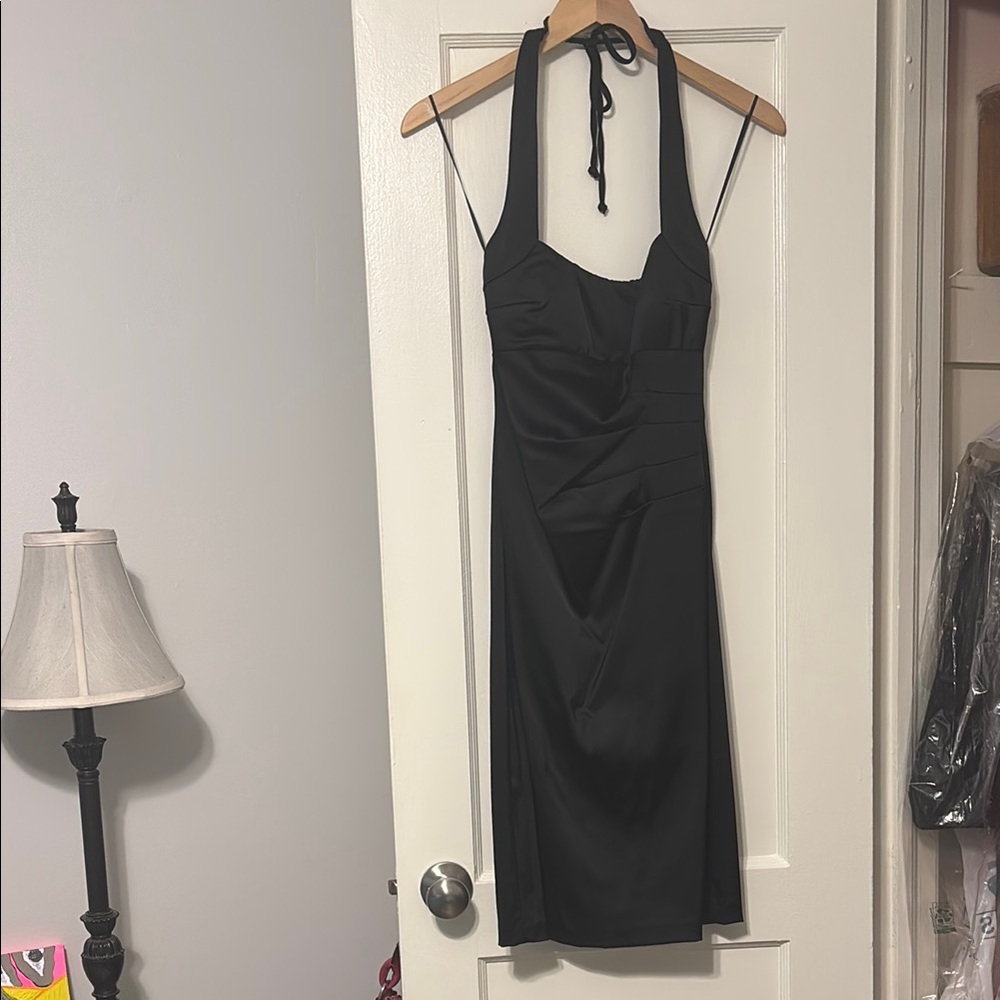 Cache Black Backless Halter Dress